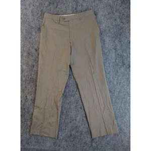 Tollegno 1900 Pants Mens 34x29 Green Olive 100% New Wool Italy Flat Front Dress